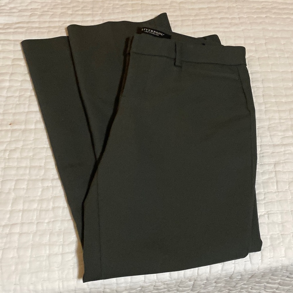 Liverpool trouser pants, 6 Petite. Grey/green color